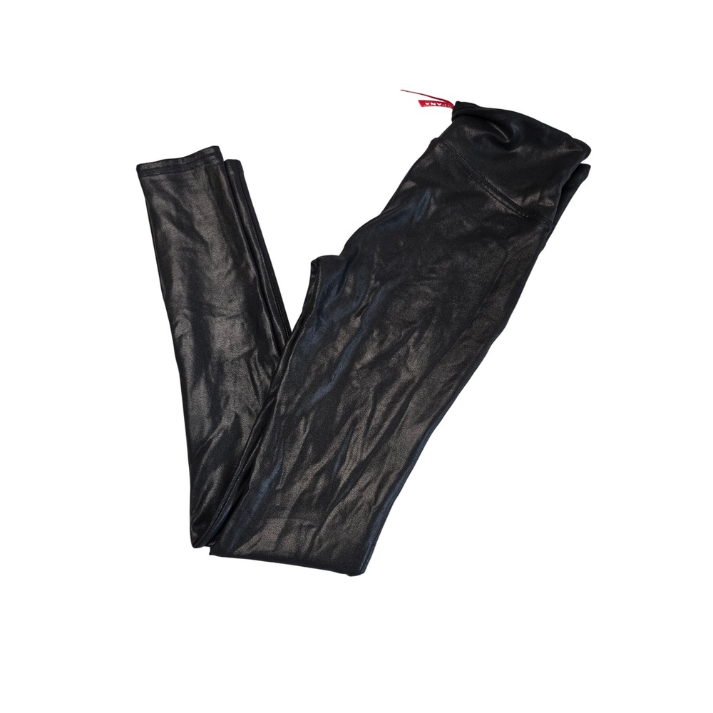Spanx Faux Leather Leggings Black Womens Size S Small Style 2437 High Waist Flaw